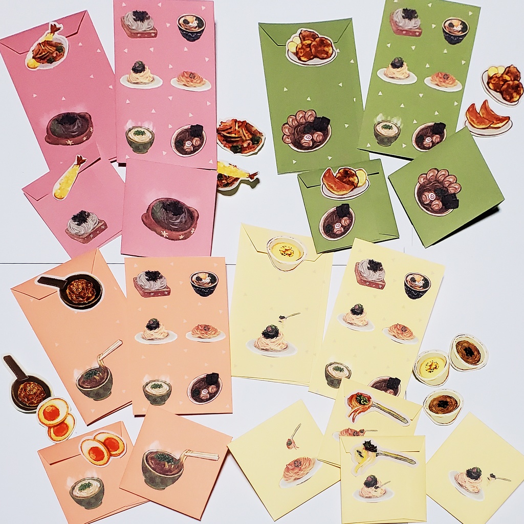 麺が好きな人へ向けたポチ袋セット 4色 900円~ ※6枚コース選択可能※購入枚数によって変わります