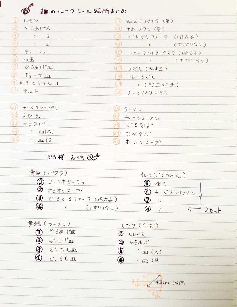 麺が好きな人へ向けたフレークシールセット 31枚 600円 ※4セットまで割引あり