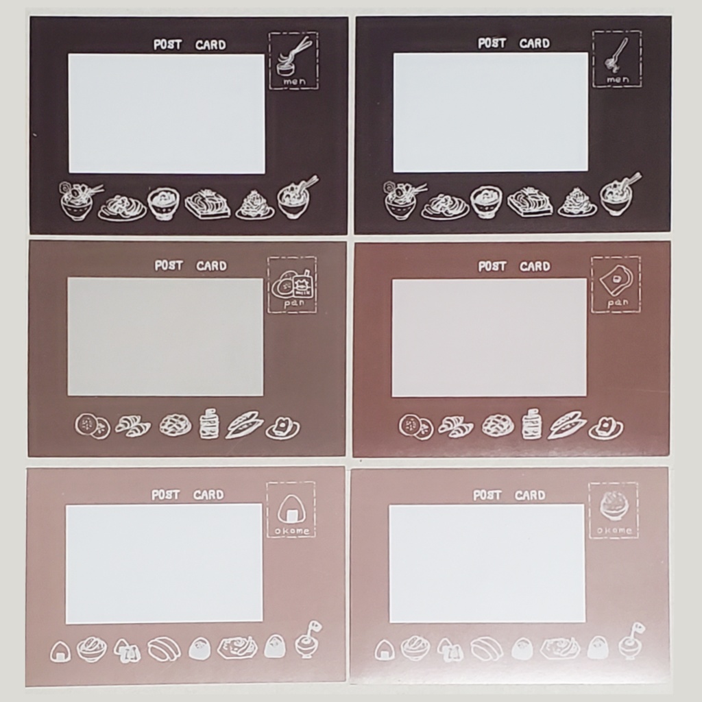 おこめとパンと麺のおいしそうなポストカード🍙🍞🍜