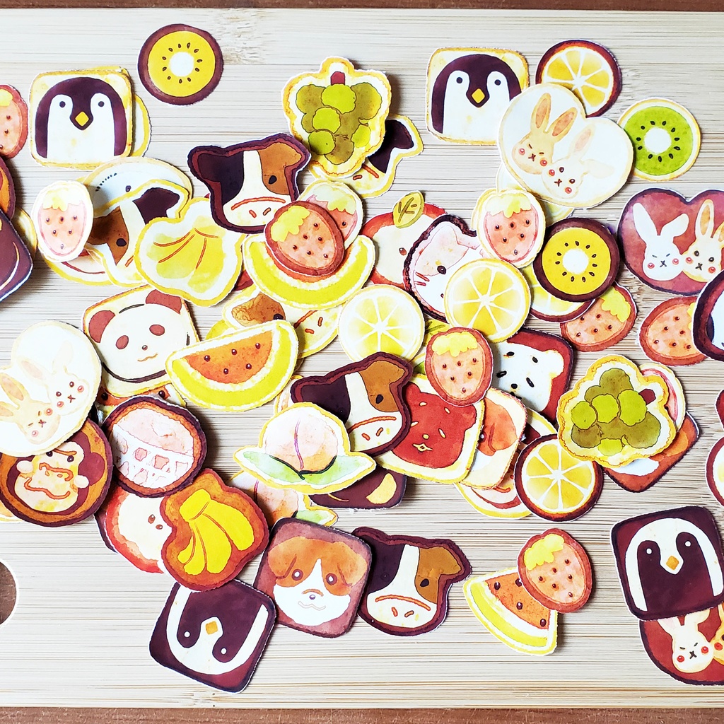 動物とフルーツのクッキーフレークシール 38枚セット