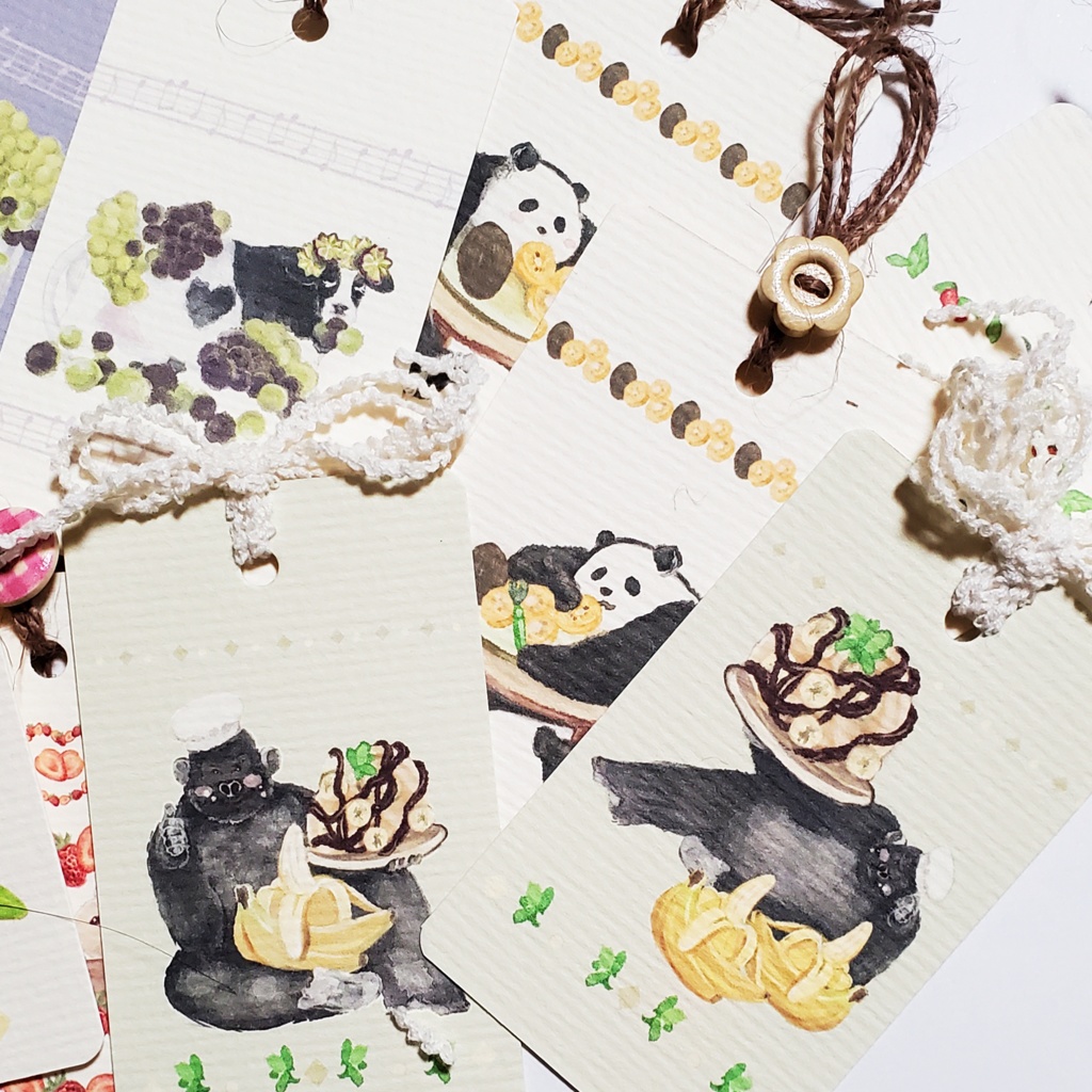 動物とフルーツのラッピングにも使える栞🍉 ※紐かボタンか選択可能です。