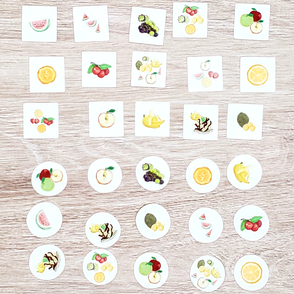 スクエアとまん丸のフルーツシール🍉300円 ※手帳、カレンダーにおすすめです…!