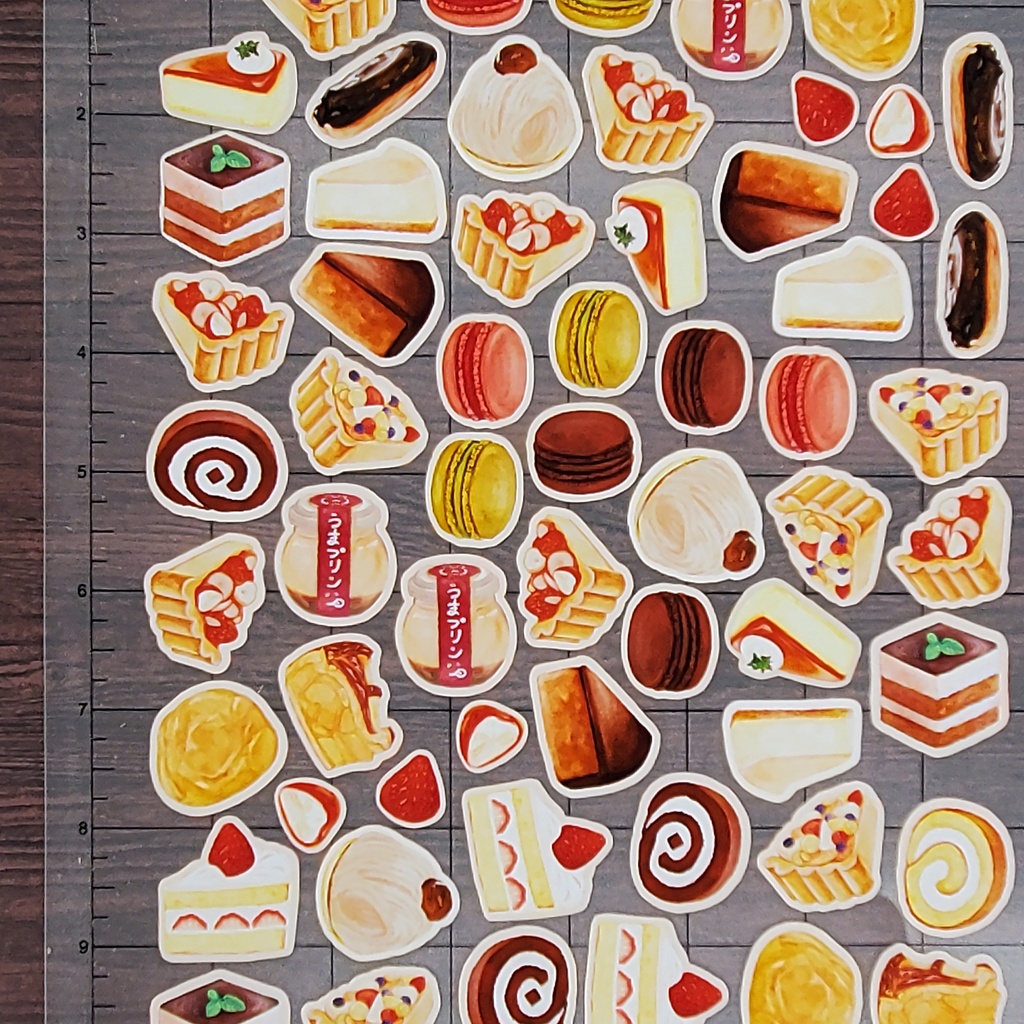 ケーキが好きな方へ向けたフレークシール🍰🎂🥧🧁(デザインA) 20枚 ※サイズ選択可能