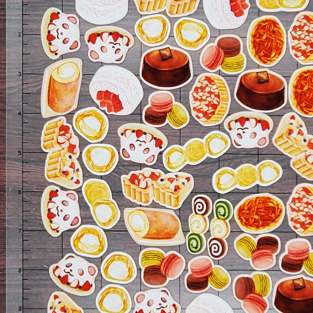 ケーキが好きな方へ向けたフレークシール🍰🎂🥧🧁(デザインB) 20枚 ※サイズ選択可能