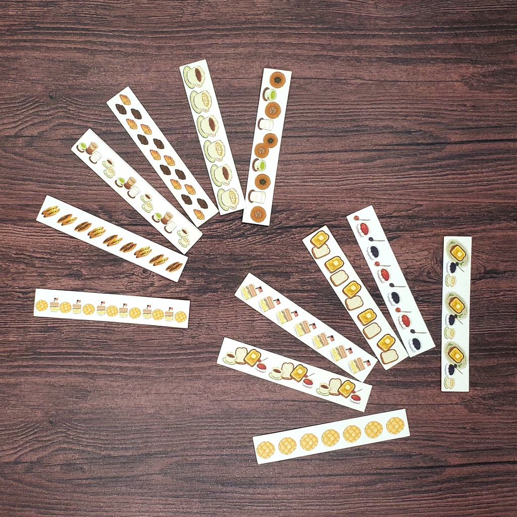 マスキングテープ🍙🍞🍜✒🍳🍰 12本 300円 ※シートタイプ選択可能