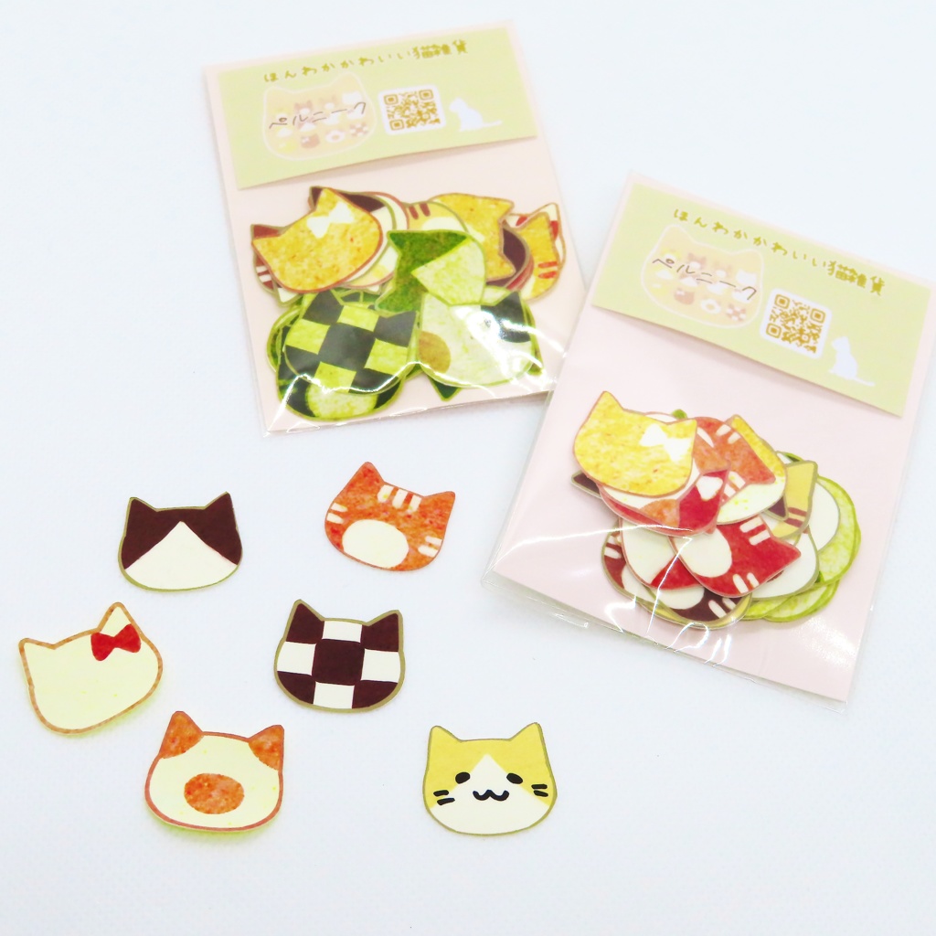 描き込める素材のネコのクッキーフレークシール 36枚 500円