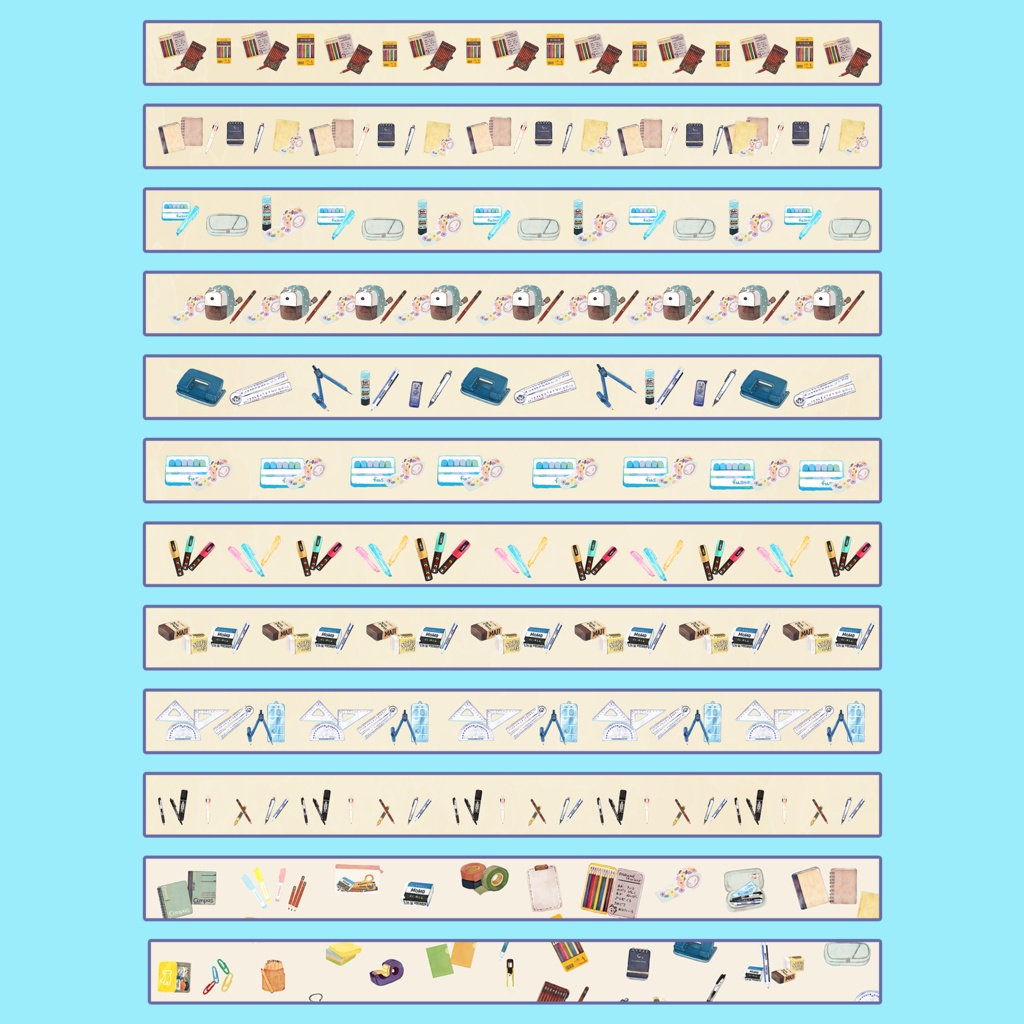 文房具が好きな人へ向けたシリーズその②の、マスキングテープ 12枚※ロングかミニかご選択ください🖊🖍🖌📝✂📏🖇📎🗒