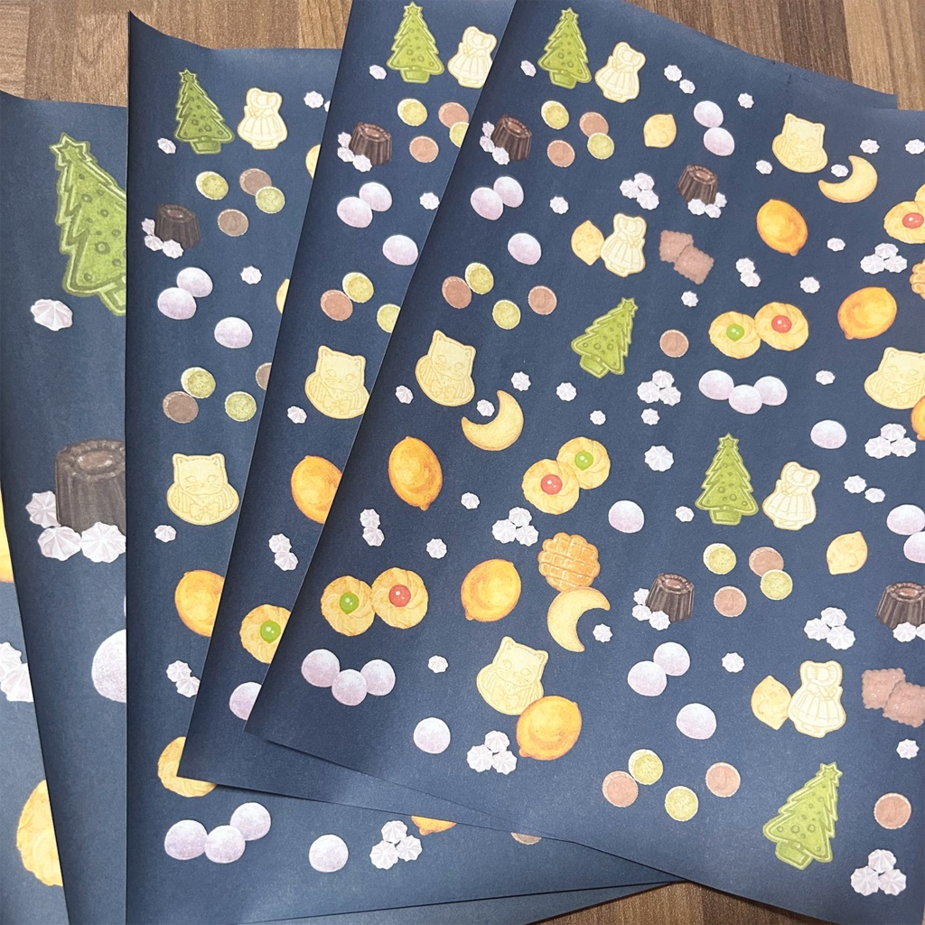 菓子屋ツキノミのデザインペーパー 5種類×2 10枚セット ※包装紙🍋🌙