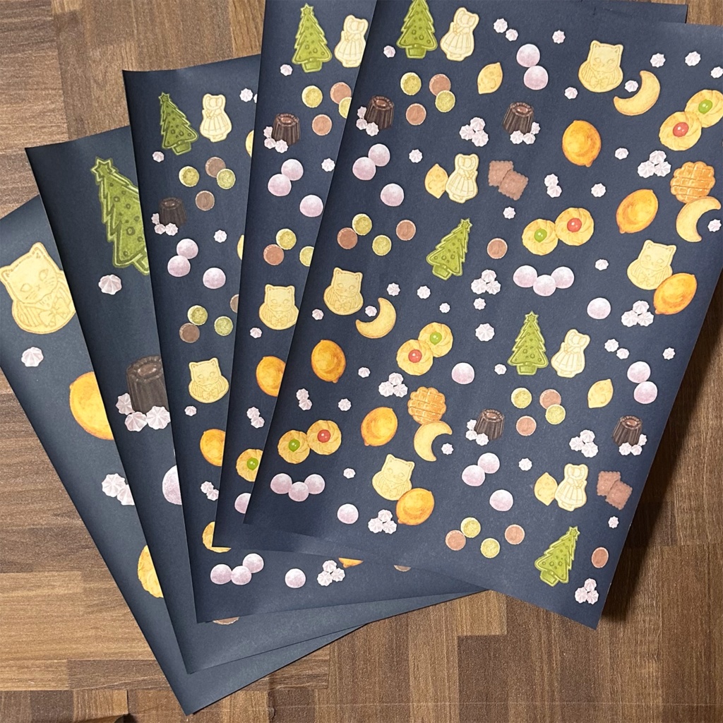 菓子屋ツキノミのデザインペーパー 5種類×2 10枚セット ※包装紙🍋🌙