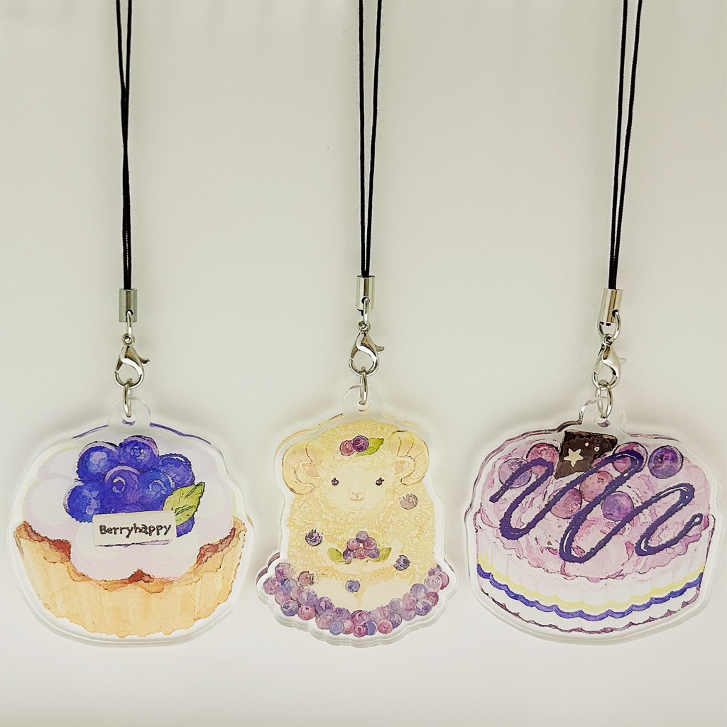 フルーツのスイーツのアクリルキーホルダー🍓🍋🍇