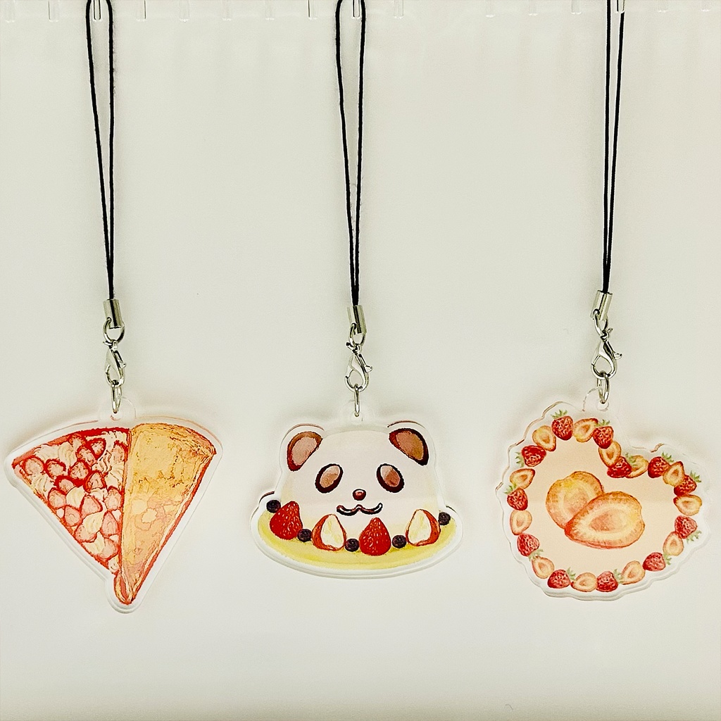 フルーツのスイーツのアクリルキーホルダー🍓🍋🍇