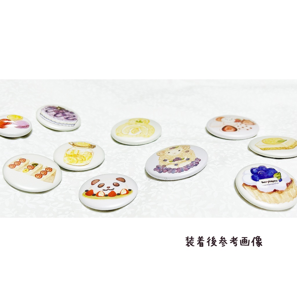 10種類のフルーツのスイーツ柄の缶バッチ10種類🍓🍋🍇 ※サイズも3種類