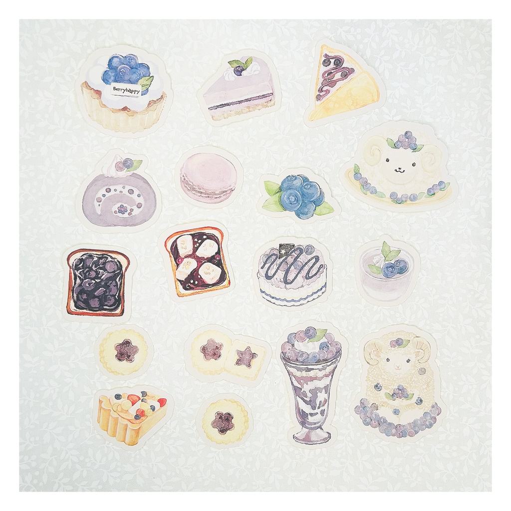 苺・ブルーベリー・レモンのスイーツのフレークシール 🍋🍓🍇