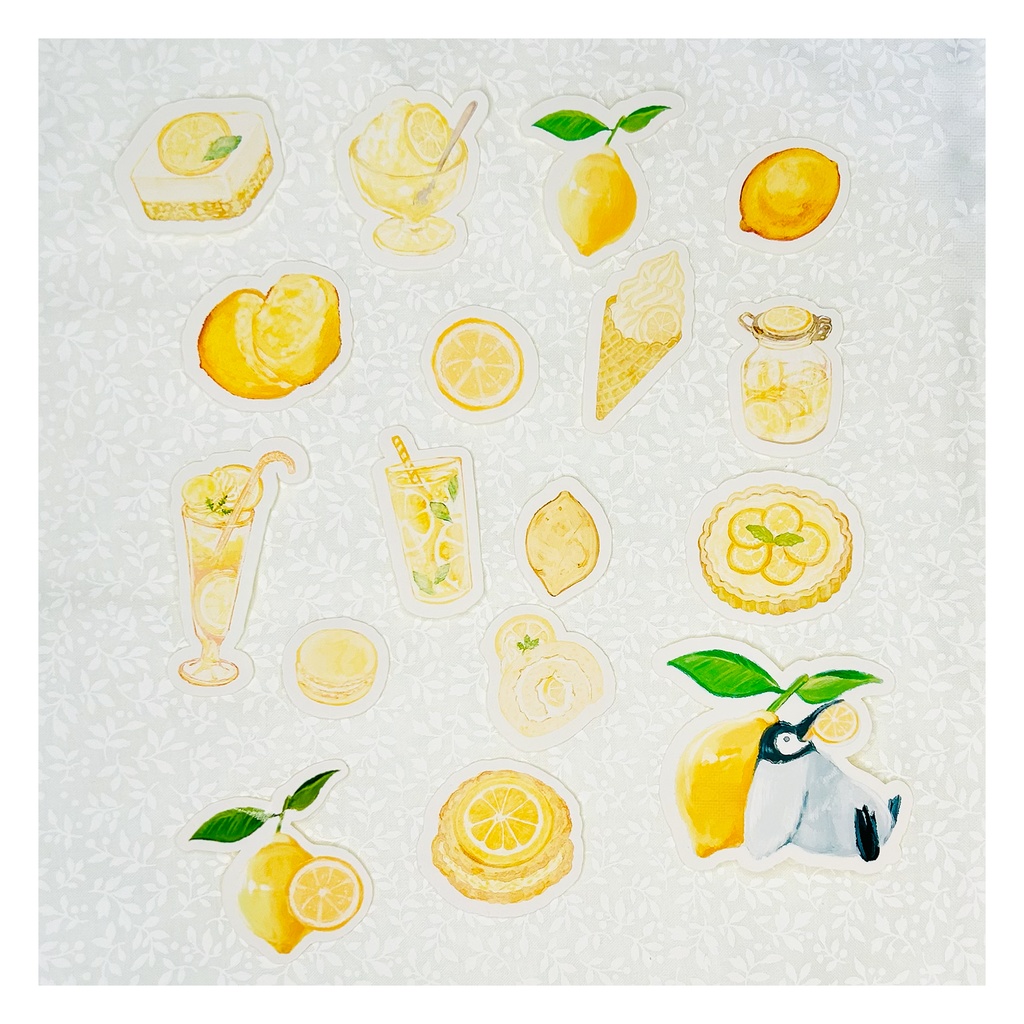 苺・ブルーベリー・レモンのスイーツのフレークシール 🍋🍓🍇