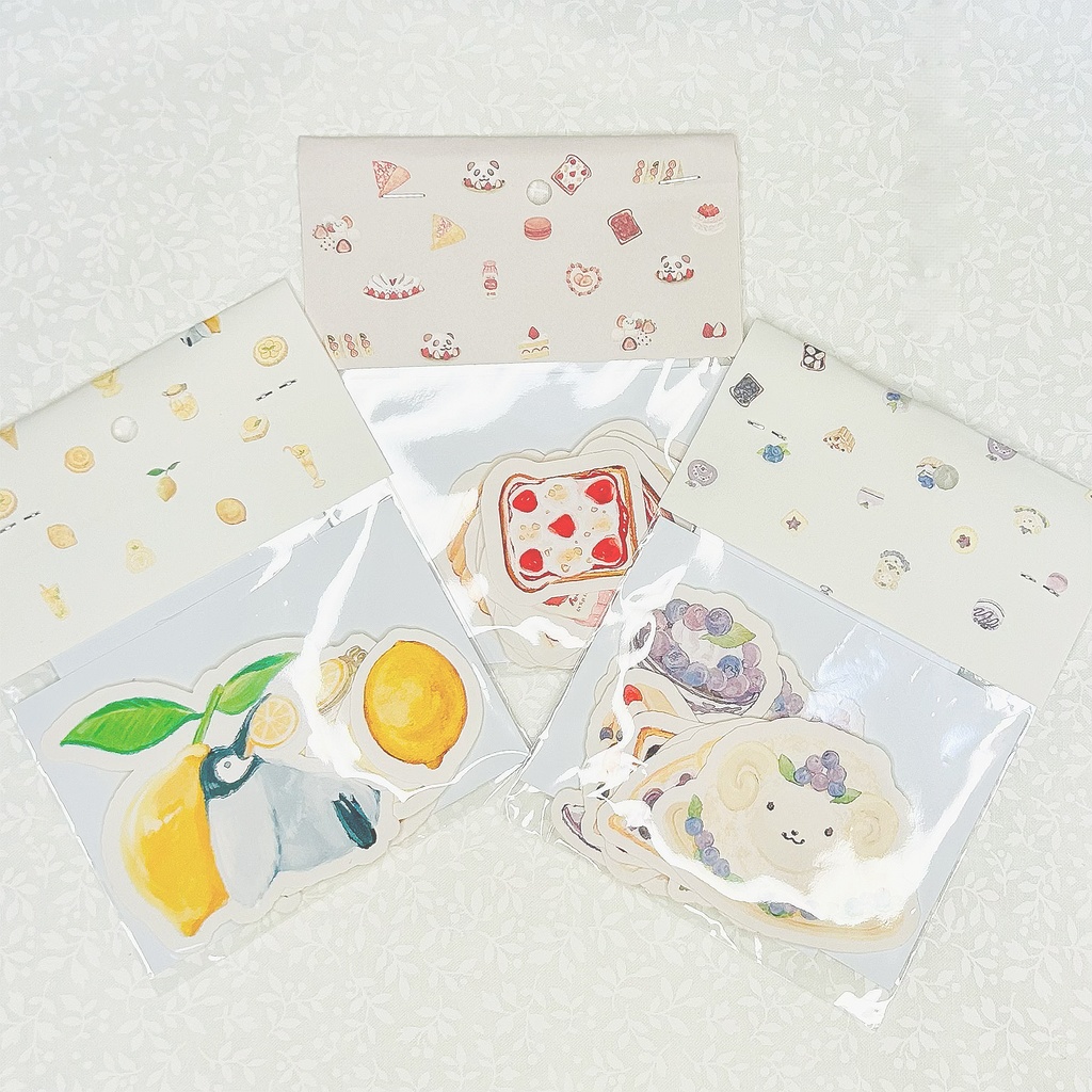 苺・ブルーベリー・レモンのスイーツのフレークシール 🍋🍓🍇