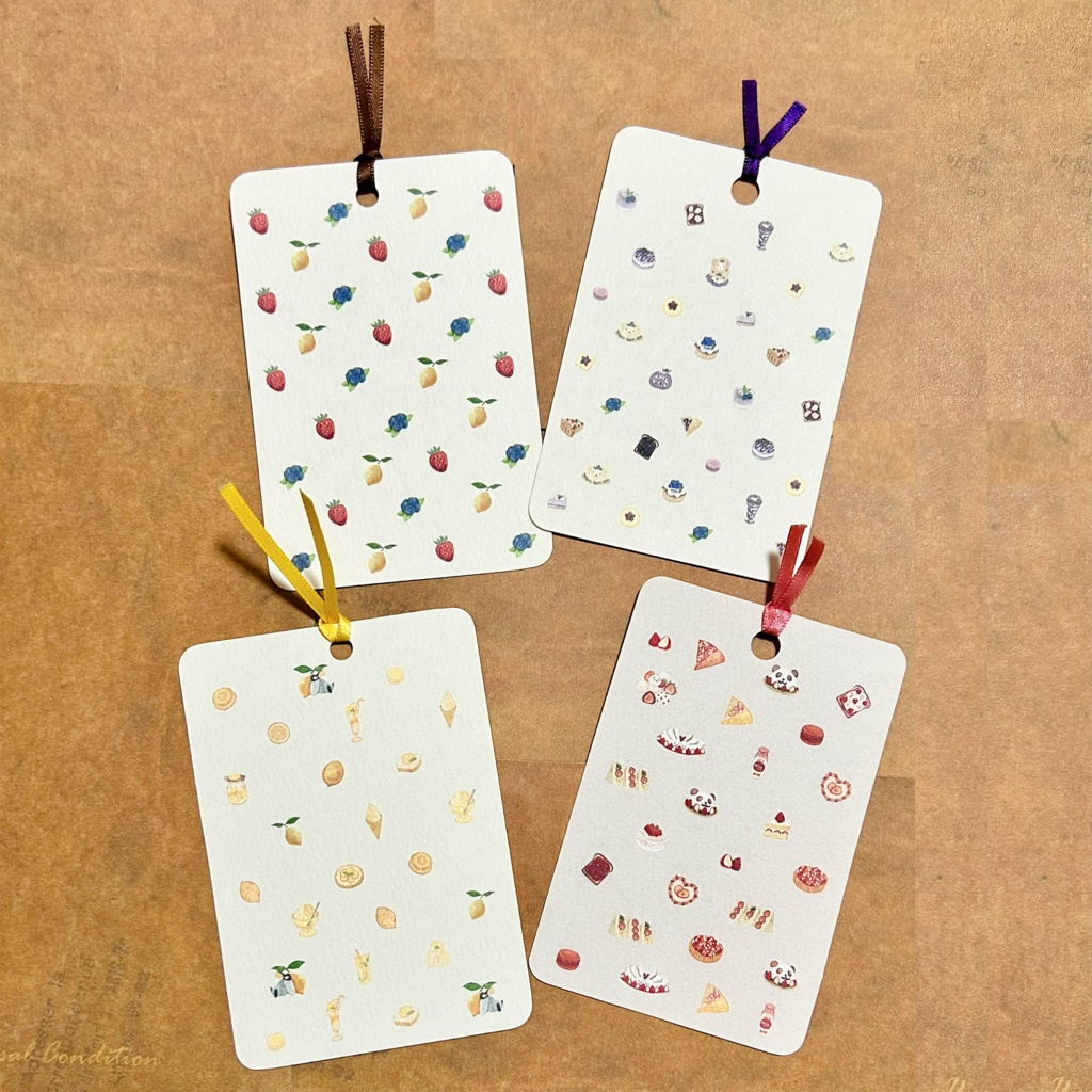 フルーツのスイーツ柄の栞 全4種🍓🍇🍋