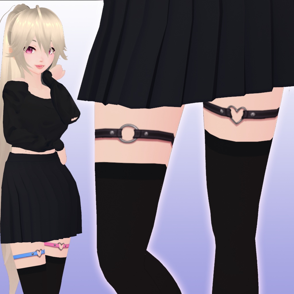 VRoid Leg Accessories - O Ring and Heart Garters