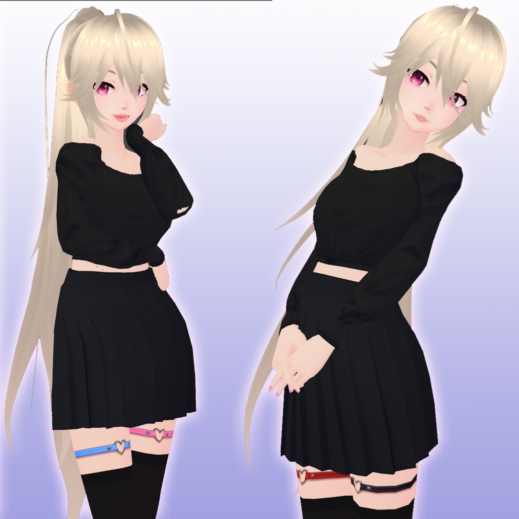 VRoid Leg Accessories - O Ring and Heart Garters