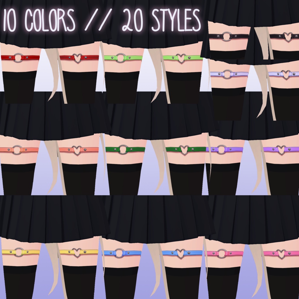 VRoid Leg Accessories - O Ring and Heart Garters