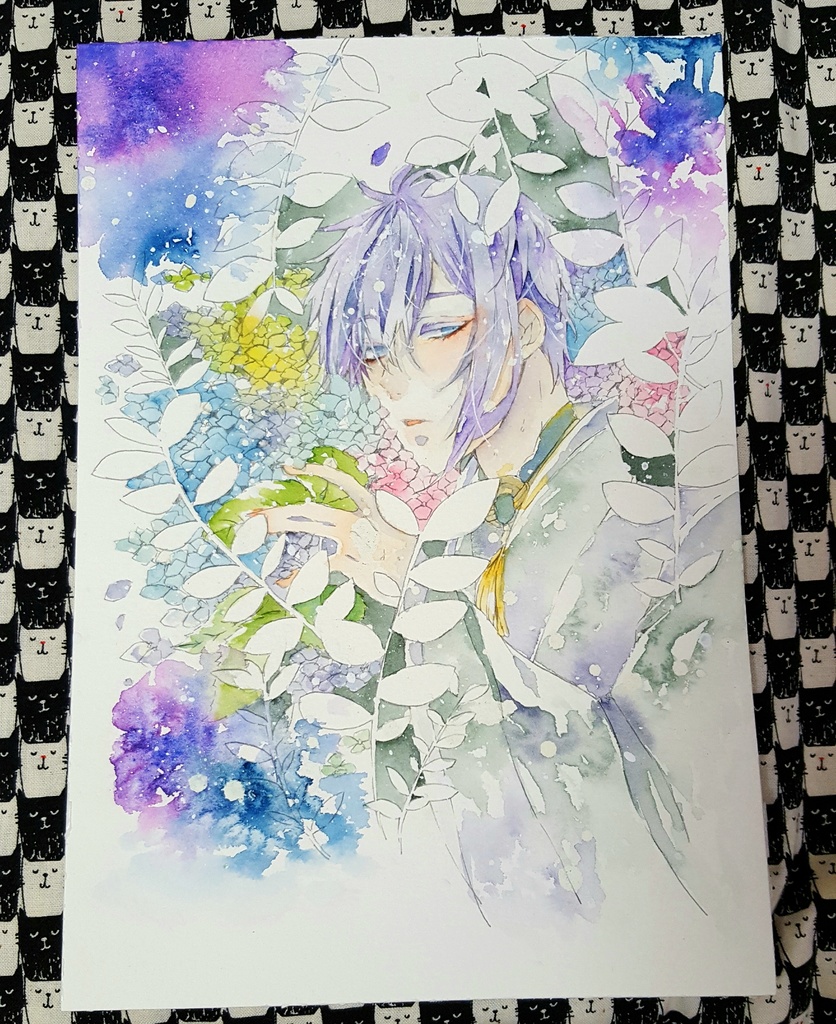 透明水彩原画 三日月宗近 雨花 Booth