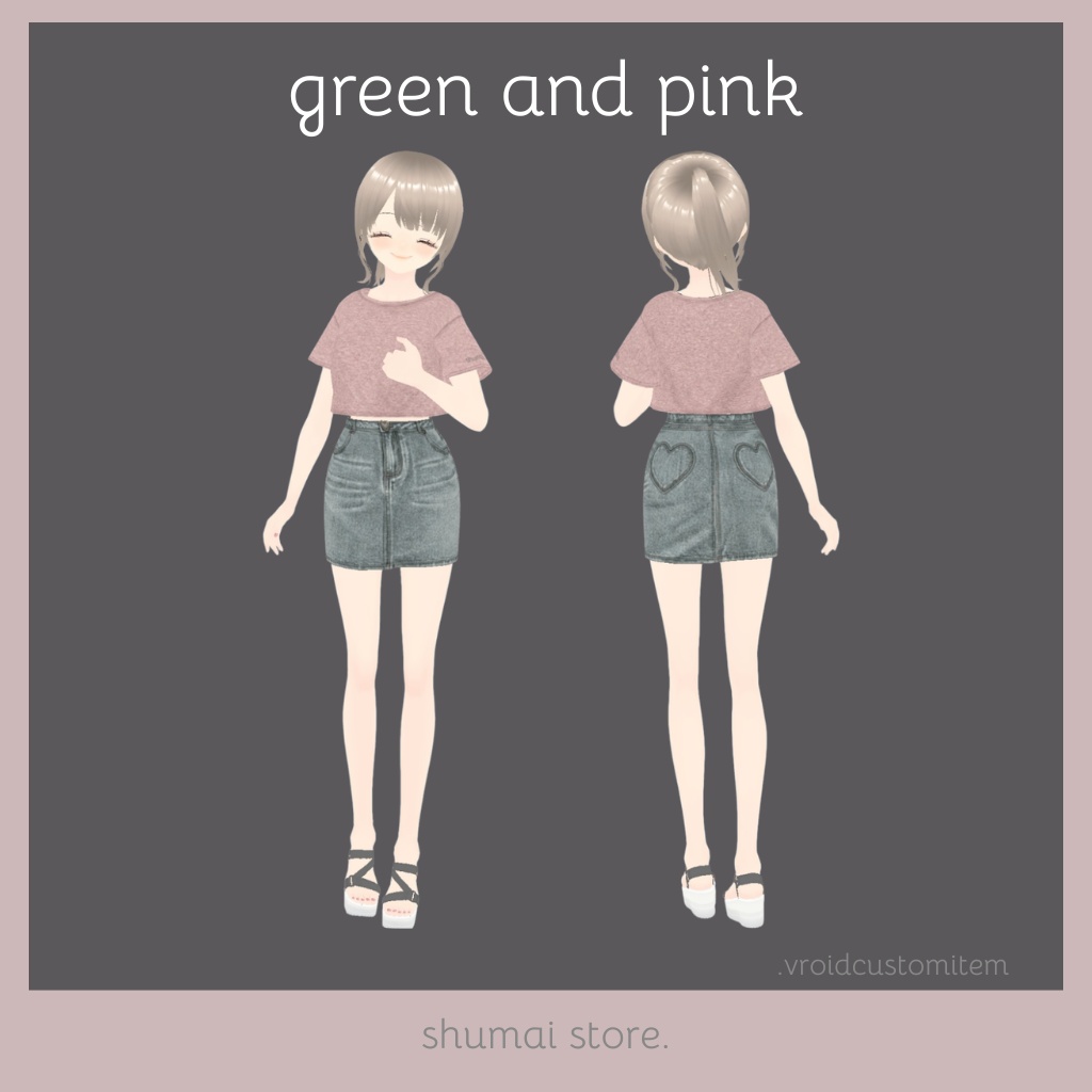 Heart denim skirt & Tshirt
