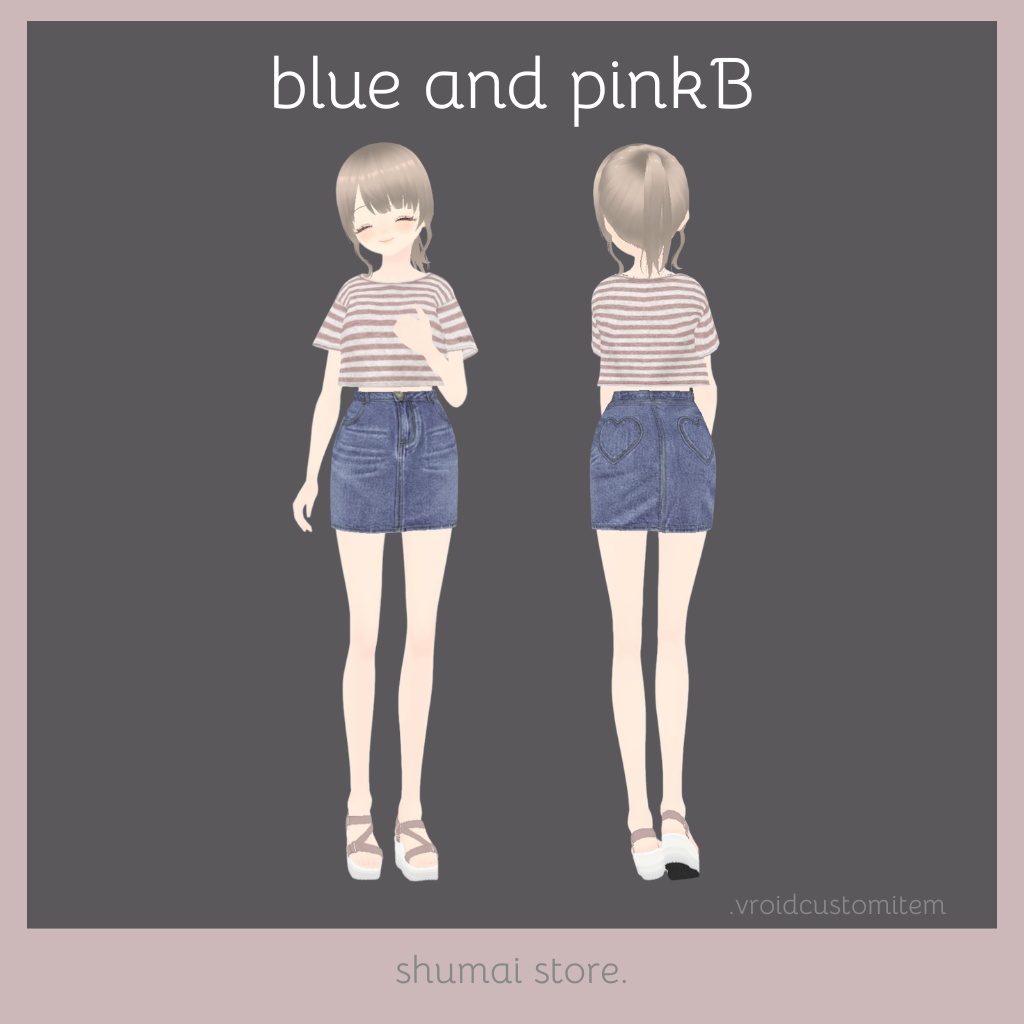 Heart denim skirt & Tshirt