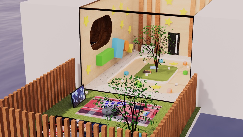 【VRChat想定】ボクタチノヒミツキチ(KidsRoom2)【ワールドアセット】