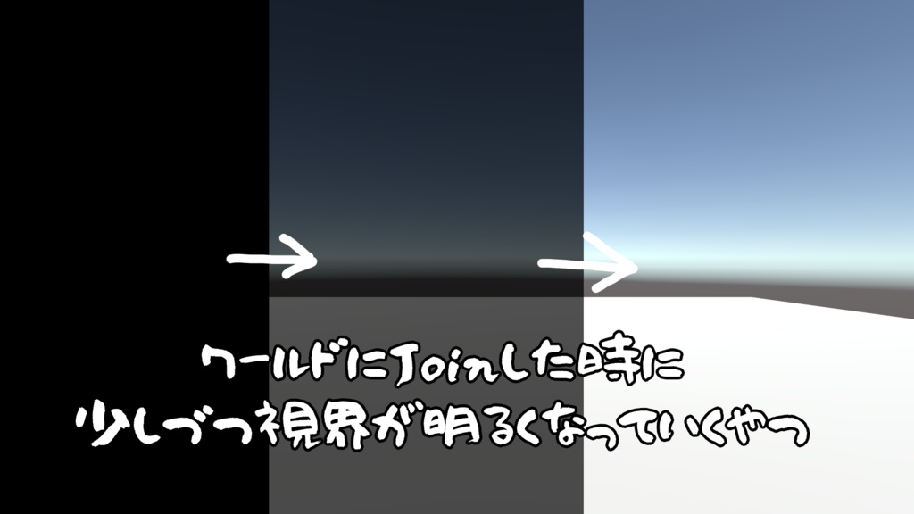 【VRChat想定】ワールドにJoinした時に少しづつ視界が明るくなっていくやつ【ワールド用アセット】