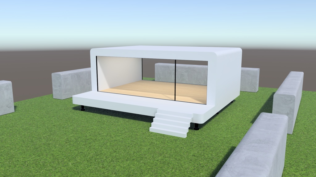 【VRChat想定】屋外ワールド作ってる時空いた空間にポン置きしておくといい感じの建物1(Simple01)【ワールドアセット】