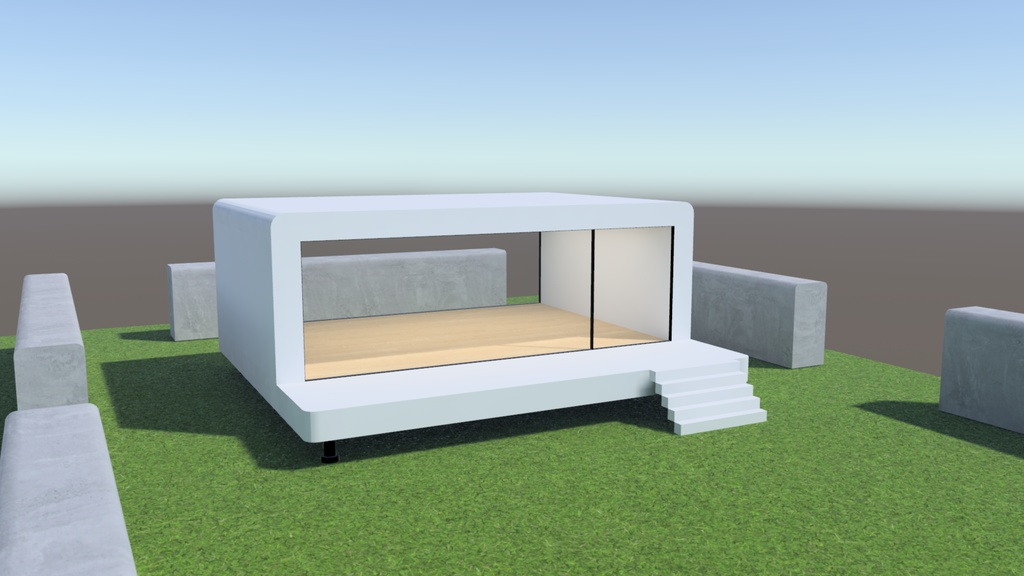 【VRChat想定】屋外ワールド作ってる時空いた空間にポン置きしておくといい感じの建物1(Simple01)【ワールドアセット】