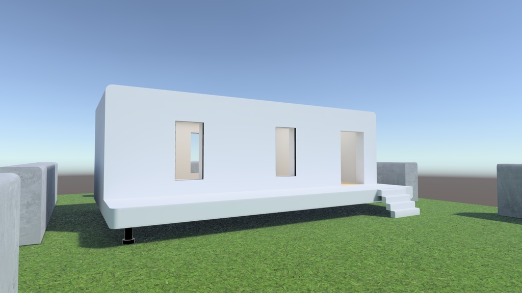 【VRChat想定】屋外ワールド作ってる時空いた空間にポン置きしておくといい感じの建物2(Simple02)【ワールドアセット】