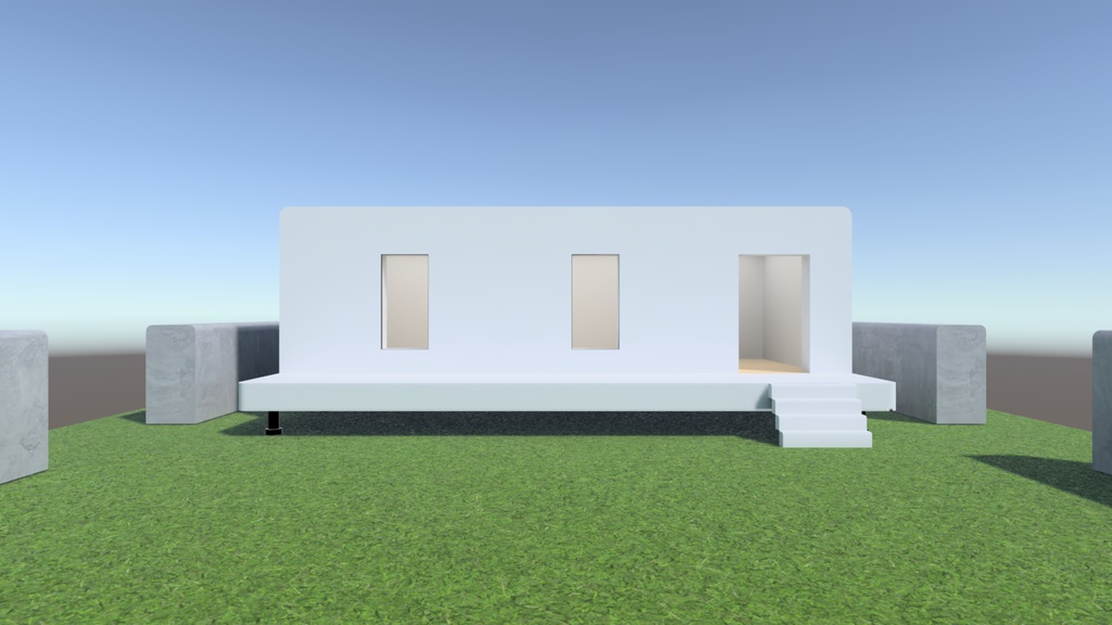 【VRChat想定】屋外ワールド作ってる時空いた空間にポン置きしておくといい感じの建物2(Simple02)【ワールドアセット】