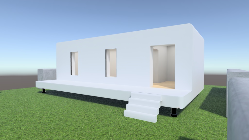 【VRChat想定】屋外ワールド作ってる時空いた空間にポン置きしておくといい感じの建物2(Simple02)【ワールドアセット】