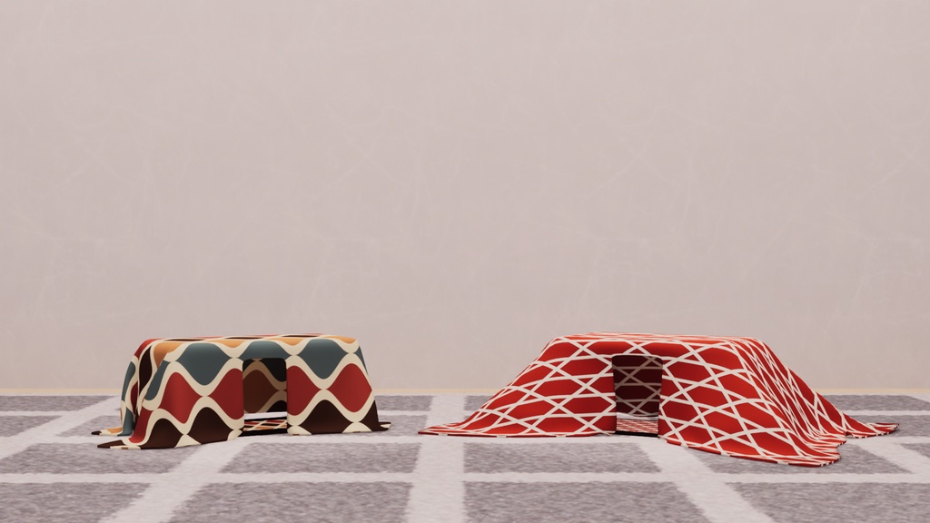 【VRChat想定】ワールドに置くと秘密基地感が出そうなボックステント【ワールド小物アセット】