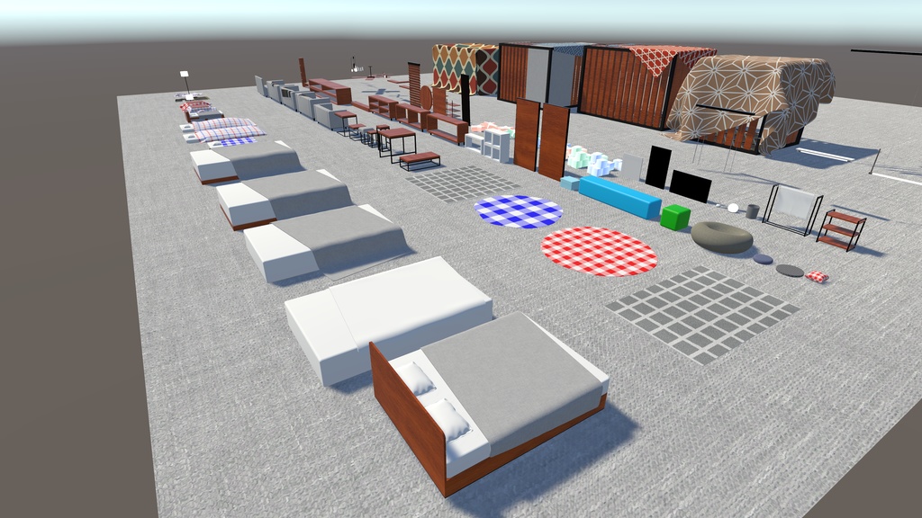 【3/8まで半額セール中!】【VRChat想定】週一ワールドクリエイターが贈る!ワールド向け家具セット vol.1【ワールド小物アセット】