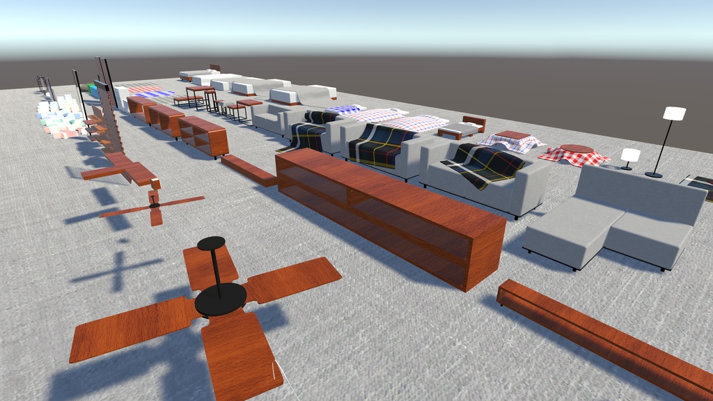 【3/8まで半額セール中!】【VRChat想定】週一ワールドクリエイターが贈る!ワールド向け家具セット vol.1【ワールド小物アセット】