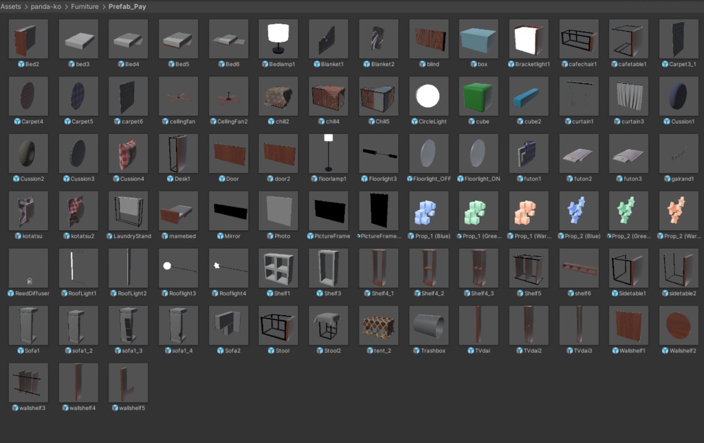 【3/8まで半額セール中!】【VRChat想定】週一ワールドクリエイターが贈る!ワールド向け家具セット vol.1【ワールド小物アセット】