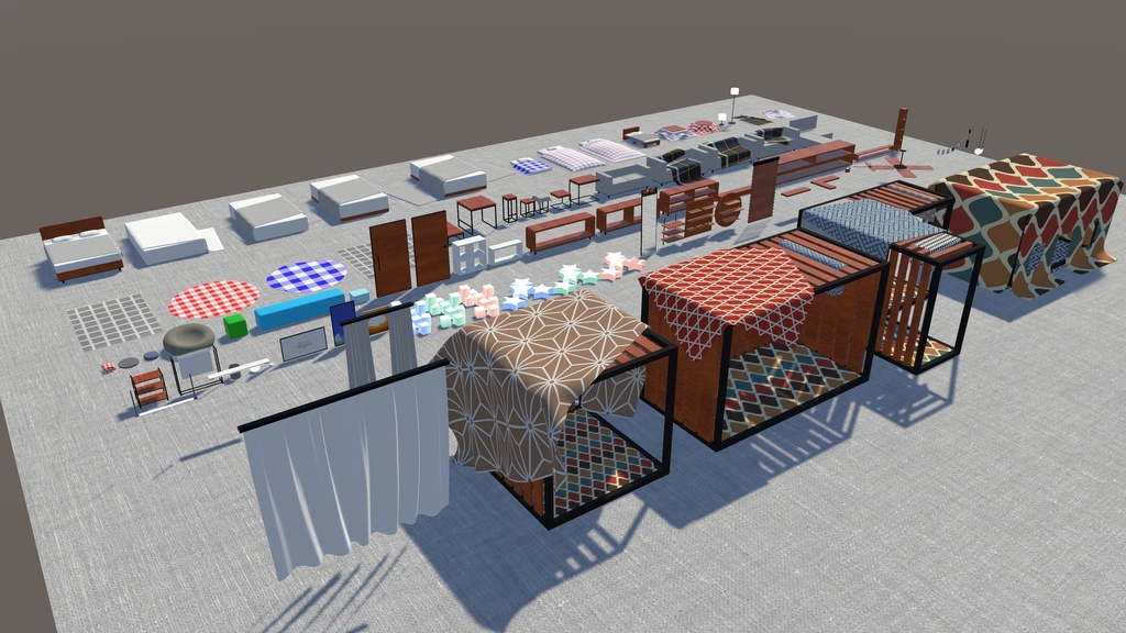 【3/8まで半額セール中!】【VRChat想定】週一ワールドクリエイターが贈る!ワールド向け家具セット vol.1【ワールド小物アセット】