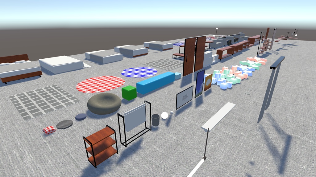 【3/8まで半額セール中!】【VRChat想定】週一ワールドクリエイターが贈る!ワールド向け家具セット vol.1【ワールド小物アセット】