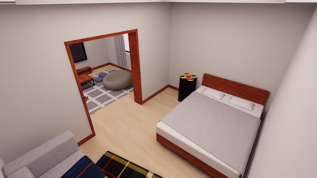 【VRChat想定】自爆ボタンと過ごす生活 (Apartment2 : Re.ReBuild)【ワールドアセット】