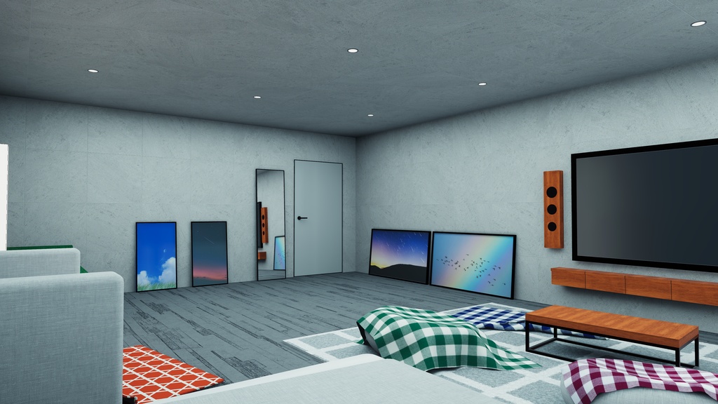 【VRChat想定】ConcreteHouse1.ReBuild (コンクリート打ちっぱなしハウス1.ReBuild)【ワールドアセット】