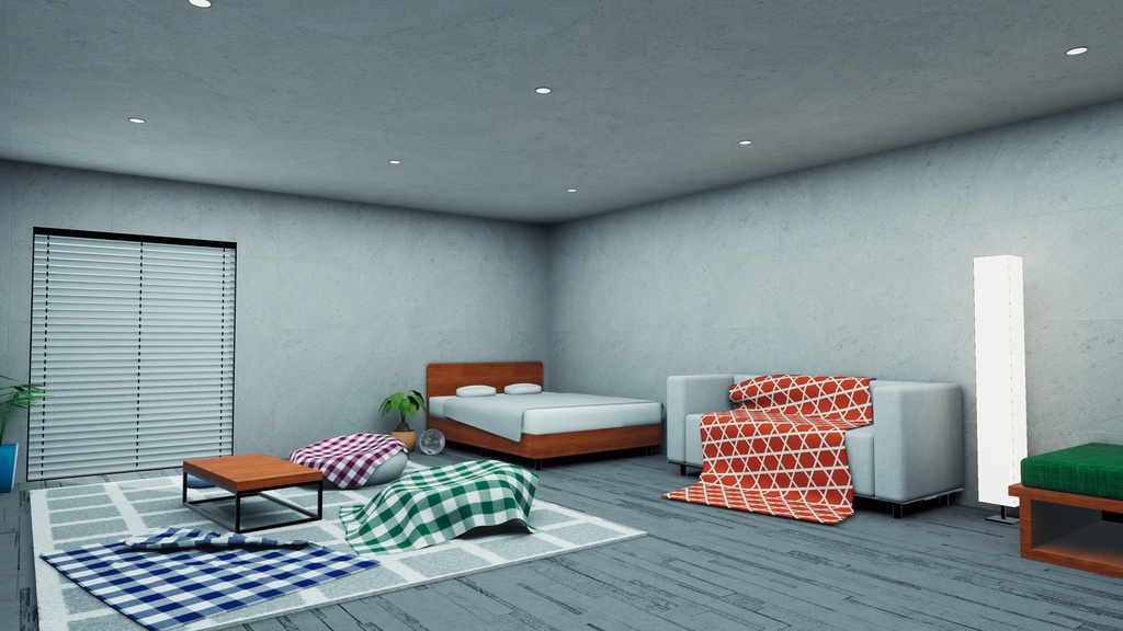 【VRChat想定】ConcreteHouse1.ReBuild (コンクリート打ちっぱなしハウス1.ReBuild)【ワールドアセット】