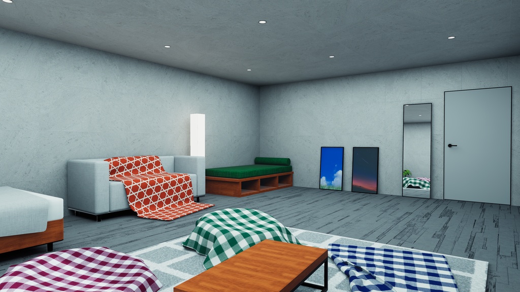 【VRChat想定】ConcreteHouse1.ReBuild (コンクリート打ちっぱなしハウス1.ReBuild)【ワールドアセット】