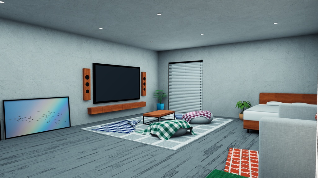 【VRChat想定】ConcreteHouse1.ReBuild (コンクリート打ちっぱなしハウス1.ReBuild)【ワールドアセット】