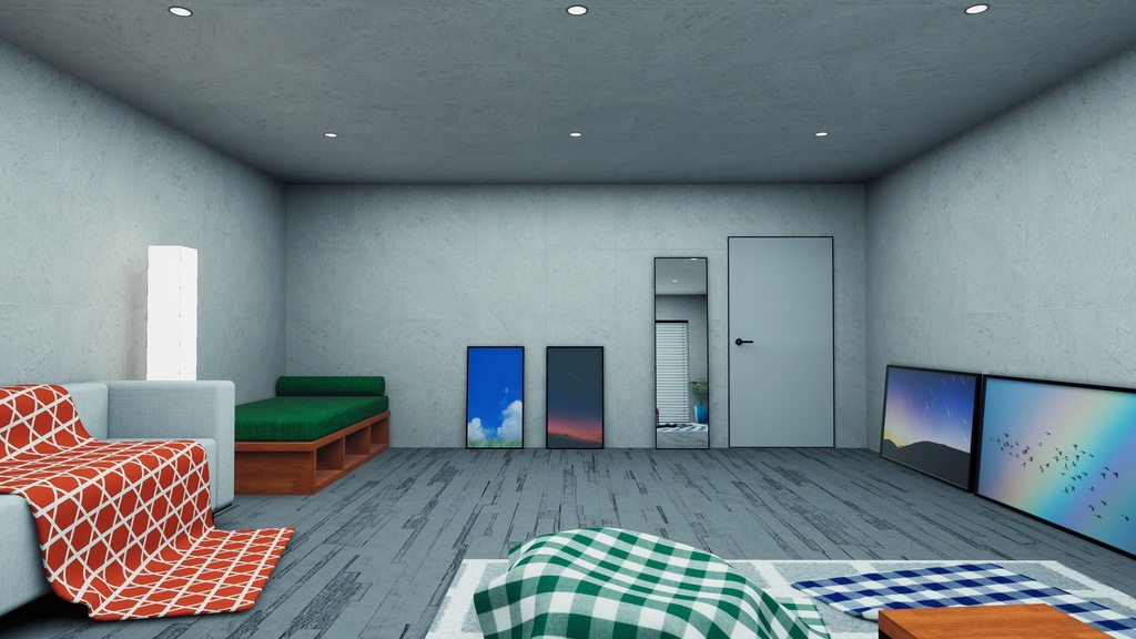 【VRChat想定】ConcreteHouse1.ReBuild (コンクリート打ちっぱなしハウス1.ReBuild)【ワールドアセット】