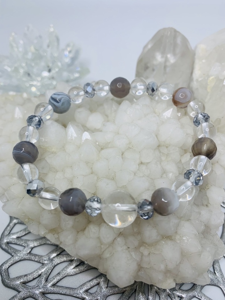 シックな印象のボツワナアゲートブレスレット