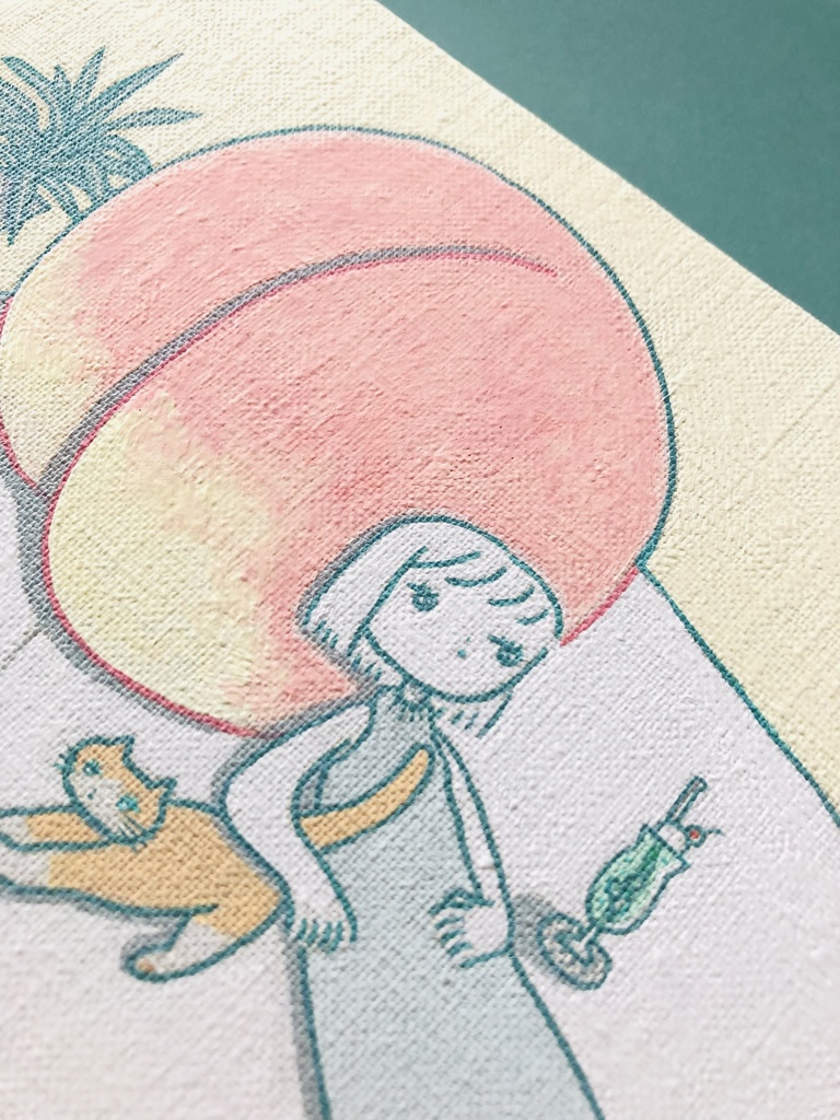 【キャンバスプリント】SM号 / 女の子と桃と猫