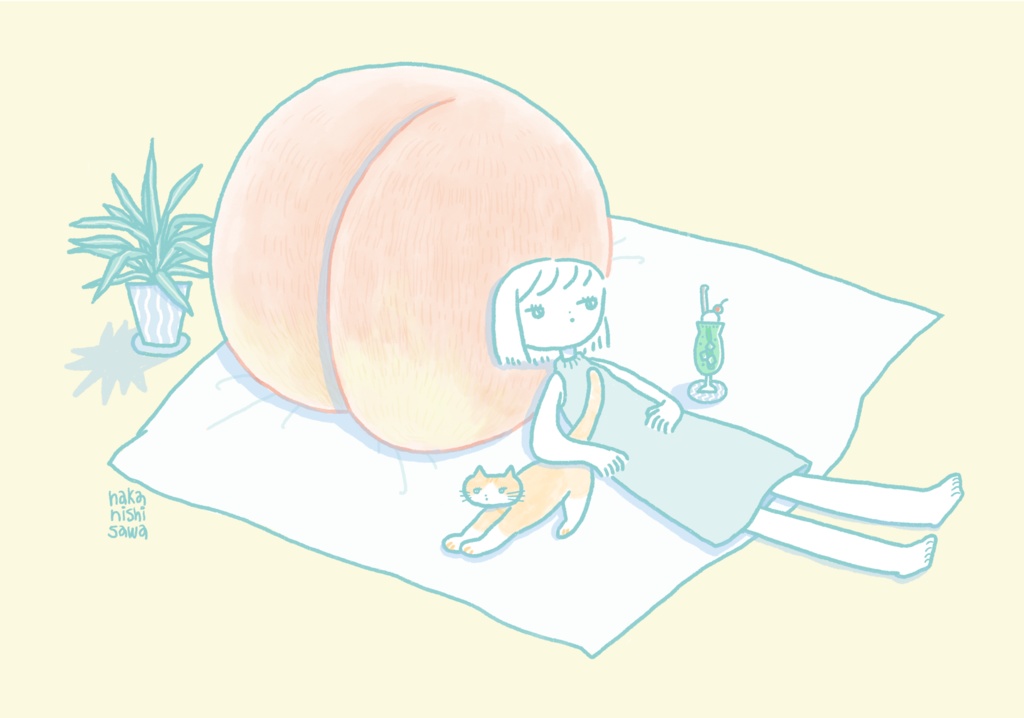 【キャンバスプリント】SM号 / 女の子と桃と猫