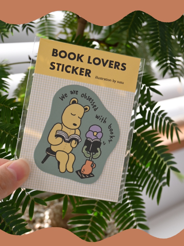 BOOK LOVERS STICKER【クマとお花】