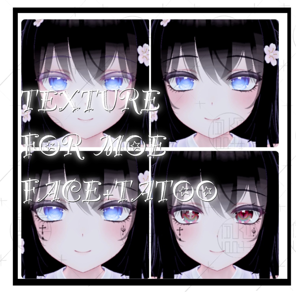 ✙vrc✙目と顔テクスチャー✙ジョーカーに祈る∔eye face tatoo texture∔FOR萌Moe